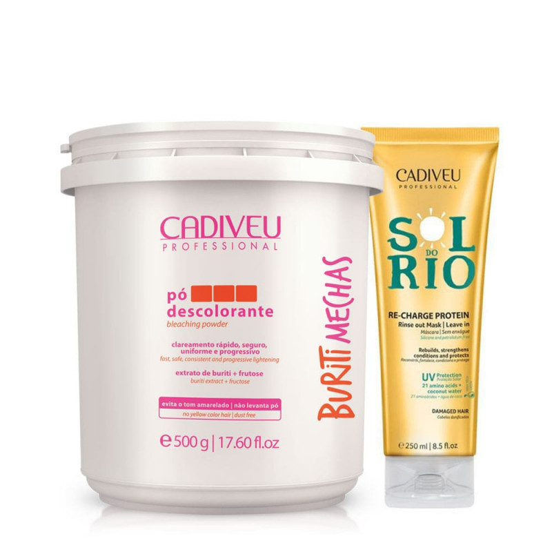 Cadiveu Buriti Mechas Pó Descolorante e Sol do Rio Re-charge Protein