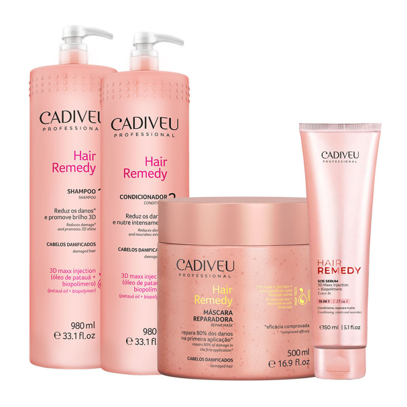Cadiveu Hair Remedy Mega Kit Shampoo Condicionador Máscara e Sérum
