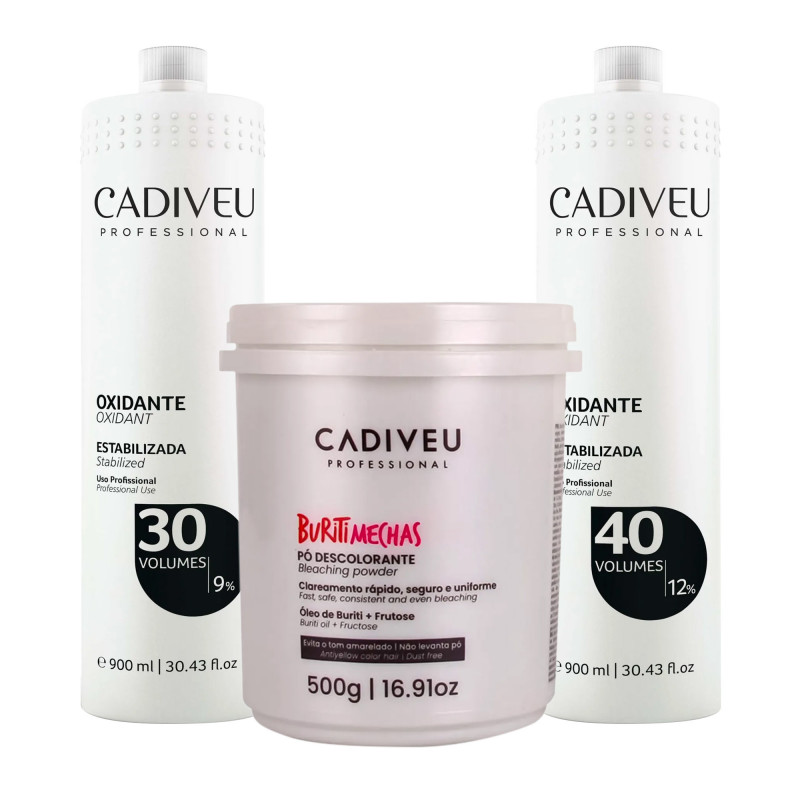 Cadiveu Buriti Mechas Kit Descoloração Profissional Ox 30 Vol. e Ox 40 Vol.