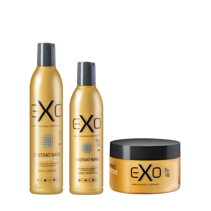 Exo Hair Exotrat Kit Shampoo Condicionador e Máscara Nutritiva 