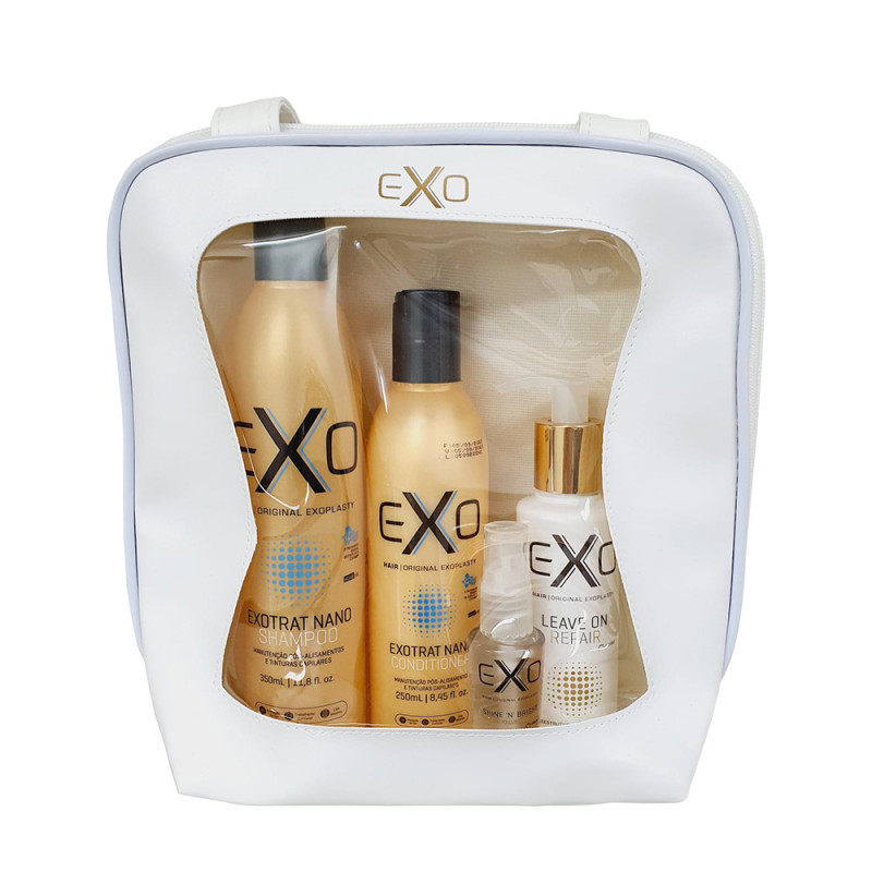 Exo Hair Kit Shampoo + Condicionador + Leave On + Shine N Bright + Exobolsa
