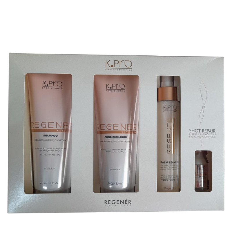 K.Pro Regenér Kit Shampoo + Condicionador + Balm Leave-in + Shot Repair