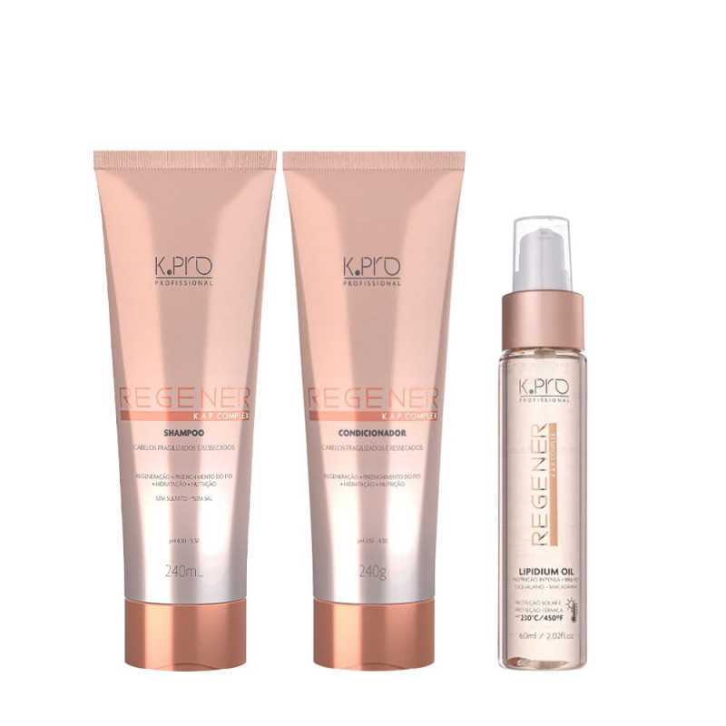 K.Pro Regenér Kit Shampoo + Condicionador + Lipidium Oil
