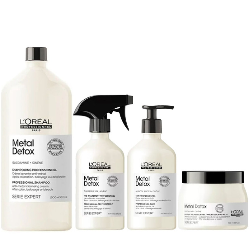 L'Oréal Metal Detox Kit Shampoo Máscara Spray e Soin Profissional 