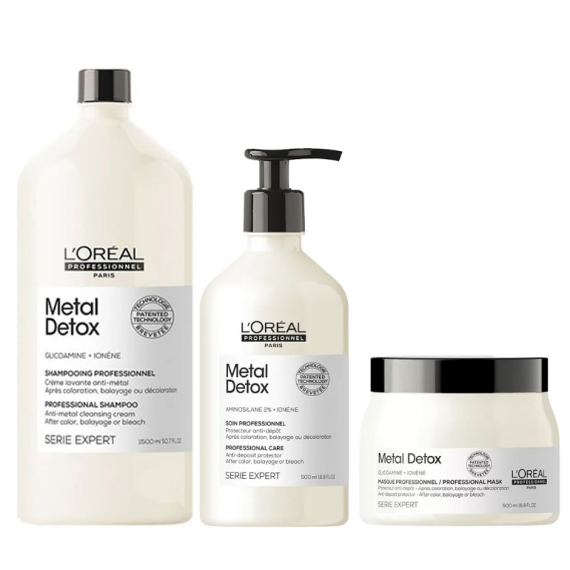 L'Oréal Metal Detox Kit Shampoo Máscara e Soin Profissional