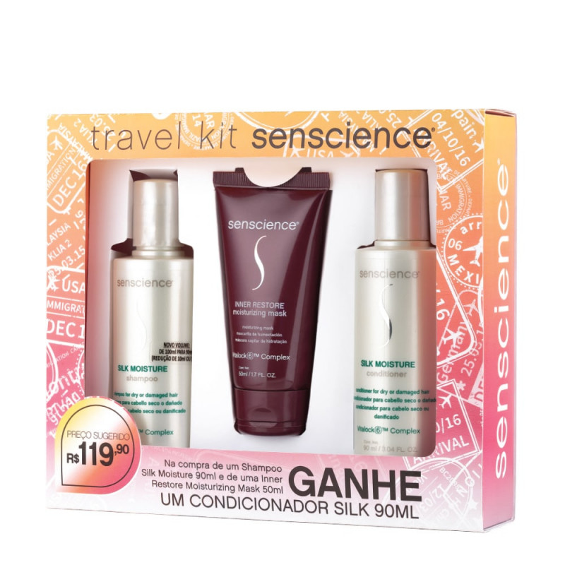 Senscience Silk Moisture Kit Travel Shampoo e Inner Restore + Grátis Condicionador