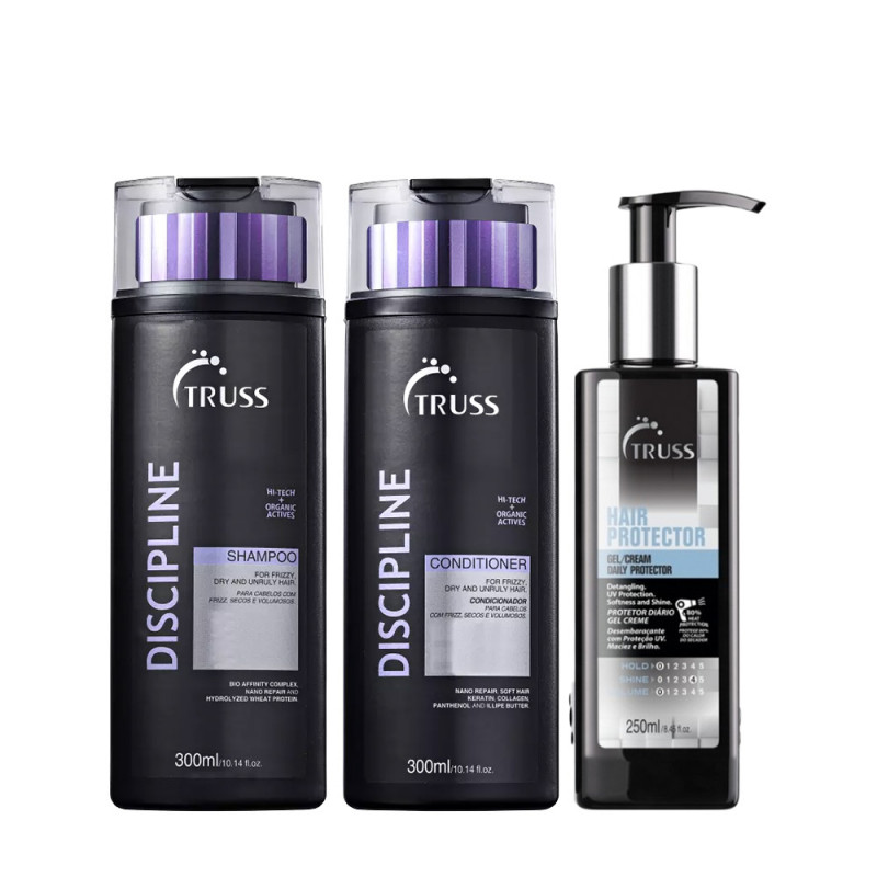 Truss Kit Discipline Shampoo e Condicionador 300ml + Hair Protector 250ml