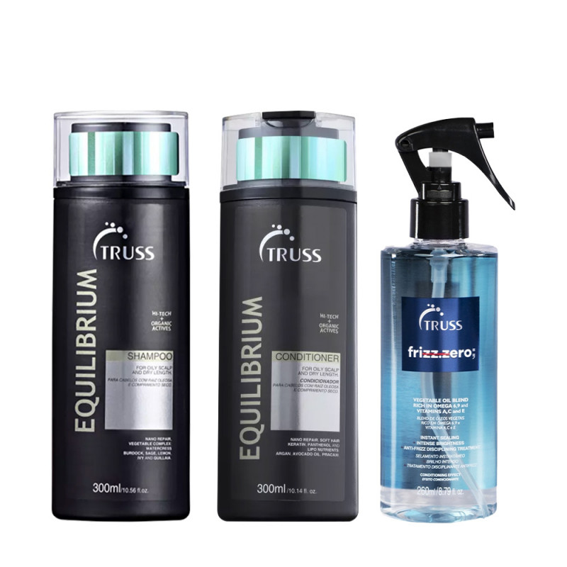 Truss Kit Equilibrium Shampoo e Condicionador 300ml + Frizz Zero 260ml 
