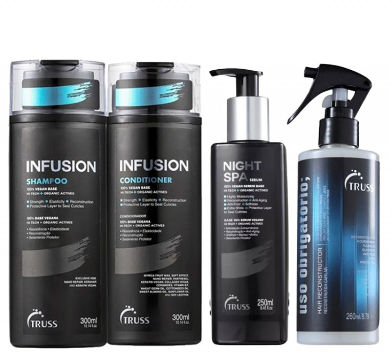 Truss Kit Infusion Shampoo e Condicionador 300ml + Night Spa 250ml + Uso Reconstrutor 260ml 