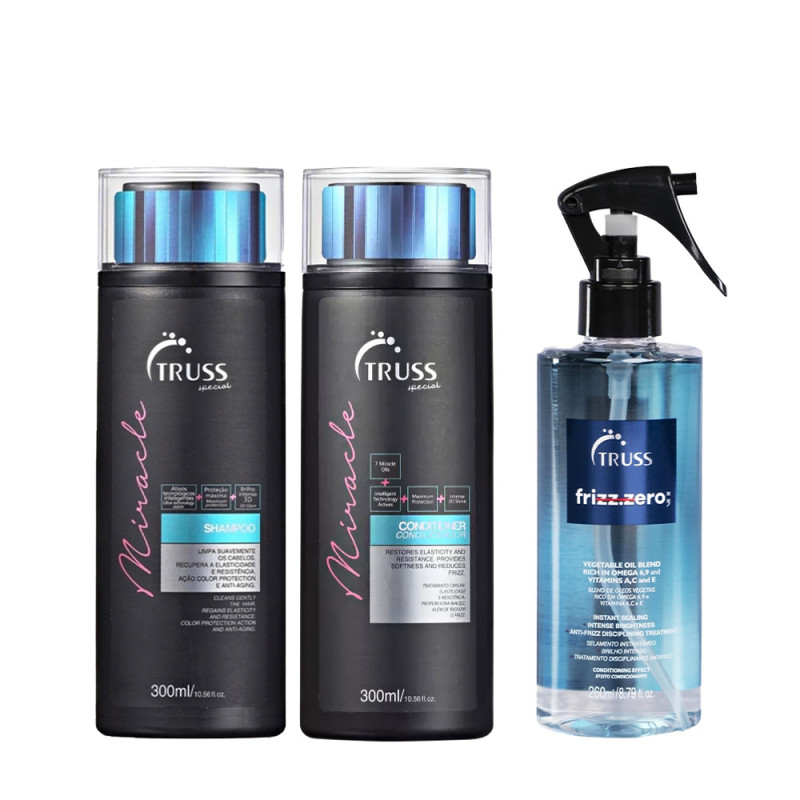 Truss Kit Miracle Shampoo e Condicionador 300ml + Frizz Zero 260ml 