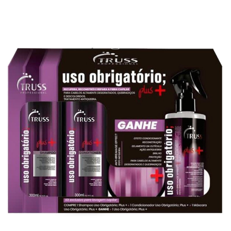 Truss Uso Obrigatório Plus Kit Shampoo Condicionador e Máscara (Grátis Uso Obrigatório Plus 260ml)