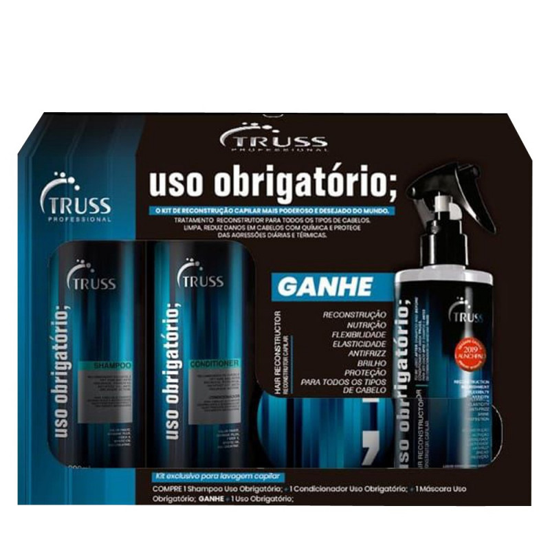 Truss Uso Obrigatório Kit Shampoo Condicionador e Máscara (Grátis Uso Obrigatório 260ml)
