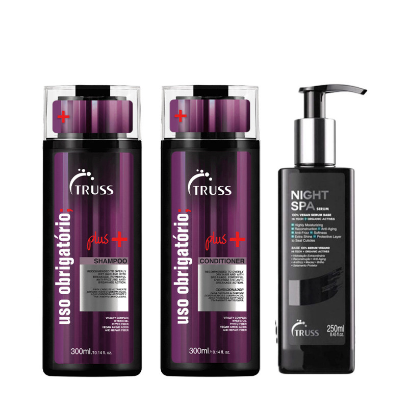 Truss Kit Uso Obrigatório Plus Shampoo e Condicionador 300ml + Night Spa 250ml 