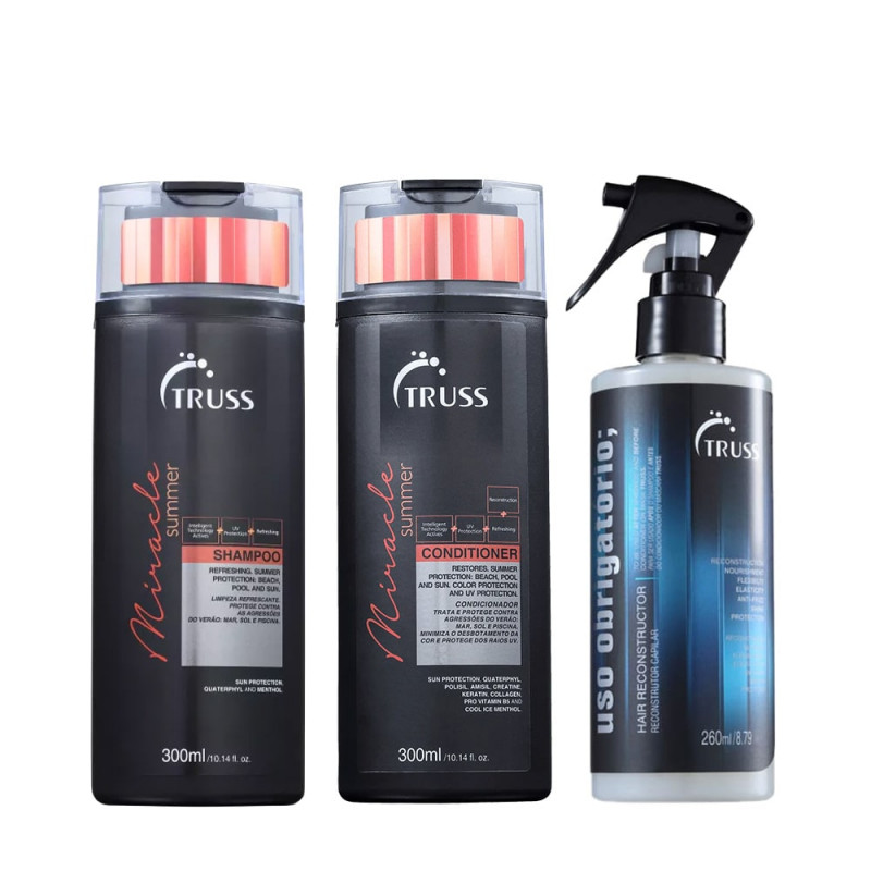 Truss Kit Miracle Summer Shampoo e Condicionador 300ml + Uso Reconstrutor 260ml