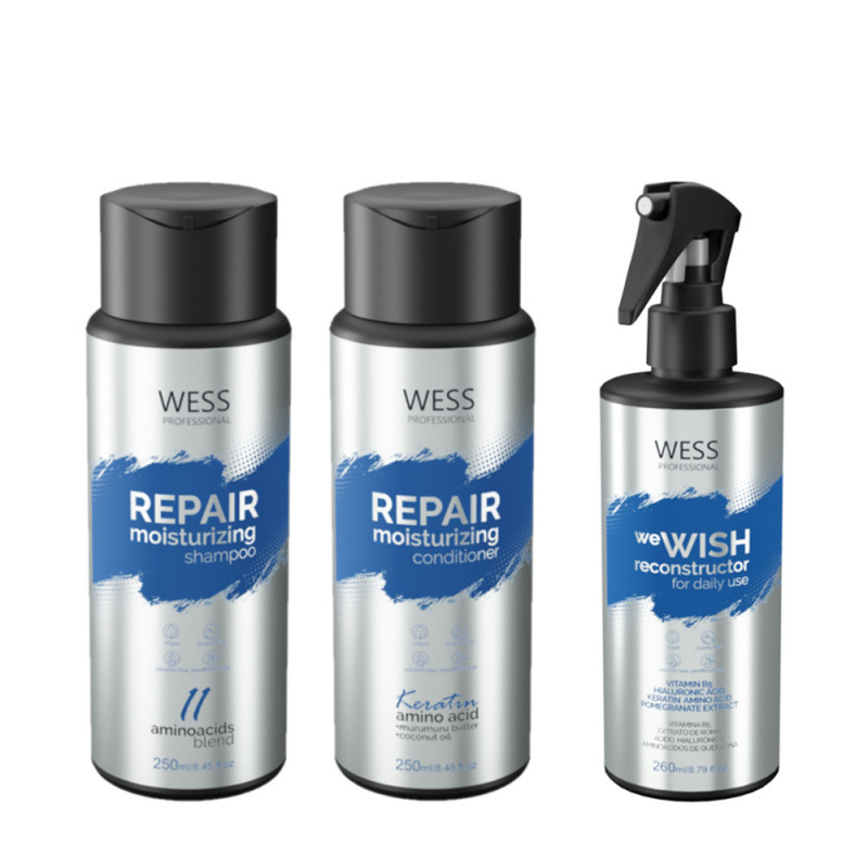 Wess Repair Kit Shampoo Condicionador e We Wish Reconstrutor