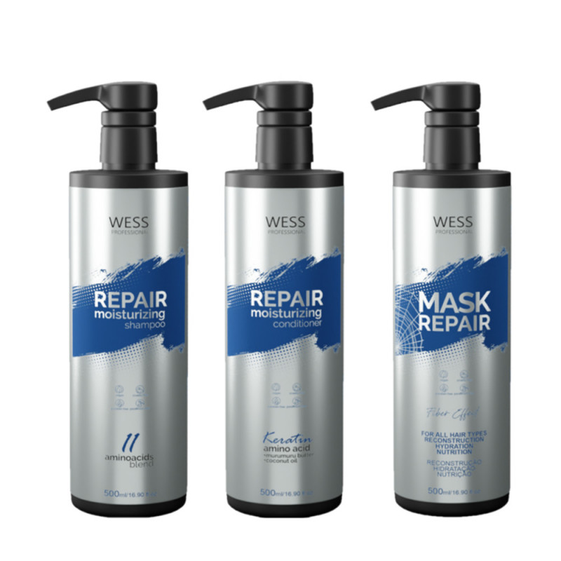 Wess Repair Kit Shampoo Condicionador e Máscara Profissional 
