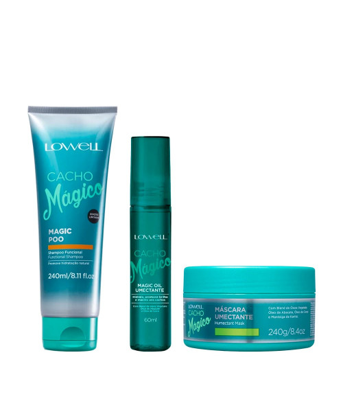 Lowell Kit Cacho Mágico Shampoo 240ml + Máscara 240g + Óleo 60ml