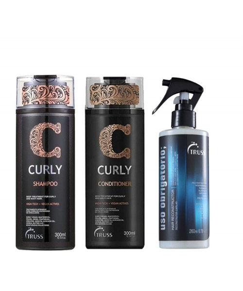 Truss Kit Curly Shampoo e Condicionador 300ml + Uso Reconstrutor 260ml